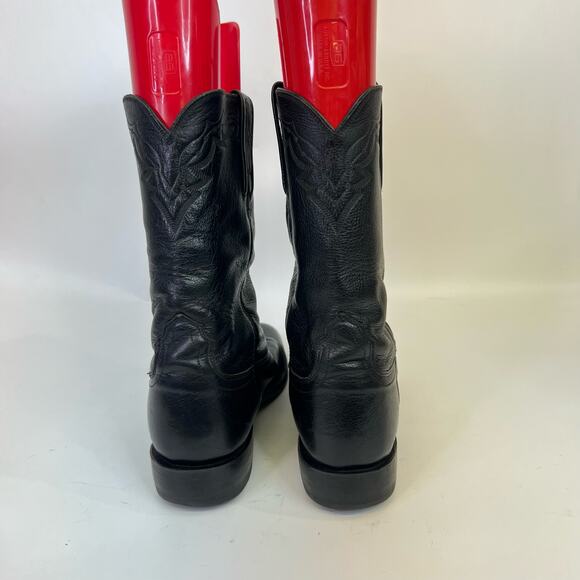 Lucchese 2000 Black Western Cowboy Boots Mens Size 8.5 Round Toe Vintage T008202 - Picture 10 of 11